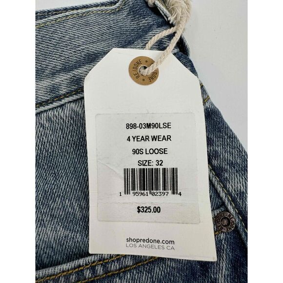 RE/DONE Blue Five Pocket Straight Leg Jeans High Rise Denim 90S LOOSE Sz 32 - Picture 3 of 8